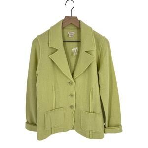 Sundance Lambswool Knit Blazer‎ Jacket Button Front Notched Lapel Size L Large